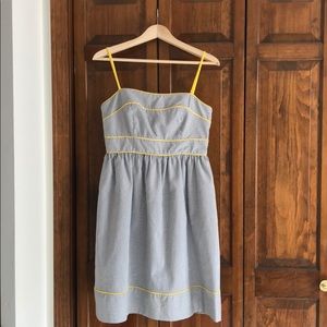 London Times seersucker dress with yellow piping